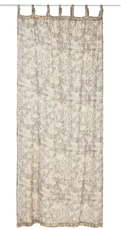 Loberon Gardine Mirette, mit Antikem Floralprint, Weich Fließend & Lichtdurchlässig, Sichtschutz, Fensterdekoration, Vorhang, Leinen, Baumwolle, beige/grau