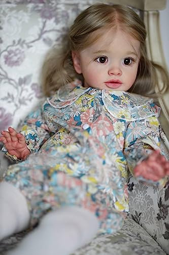 Anano Reborn Toddler Große Lebensgröße 26 Zoll 70cm Reborn Baby Realistische Puppen Silikon Die Aussehen Wie Echte Babys Gerade Beine Stehende, Jungen, Mit Kleidung (grüner Blumenstrampler)