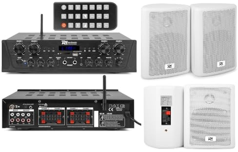 FILODIFFUSIONE AUDIO CON AMPLIFICATORE 4 ZONE VOLUME SEPARABILI + CASSE AUDIO DA PARETE NERE O BIANCHE (4 CASSE BIANCHE)