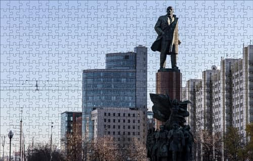 GUOHLOZ Puzzles für Erwachsene 1000 Teile Puzzles für Erwachsene Herausforderung Spielzeug 1000 Teile Holzpuzzles für Erwachsene Kinder,Denkmal,Moskau,Russland,Denkmäler für Lenin,75x50cm