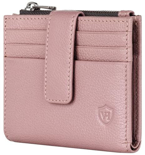 VON HEESEN Leder Kartenetui Geldbörse mit RFID-Schutz - Portemonnaie für Damen & Herren aus echtem Leder - Kartenhalter mit Münzfach - Geldbeutel für Frauen und Männer in Lavendel