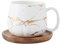 MAGICVOGEL Keramik Kaffeetasse mit Untertasse 400ml Kaffeebecher Espressotasse Set Marmor Optik Teetasse Cappuccino Tasse zum Geburtstag Muttertag Valentinstag Hochzeit (Weiß)