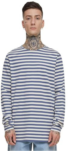 Urban Classics Men's Tb3801-regular Stripe Ls T-Shirt, Whitesand/Vintage Blue, S