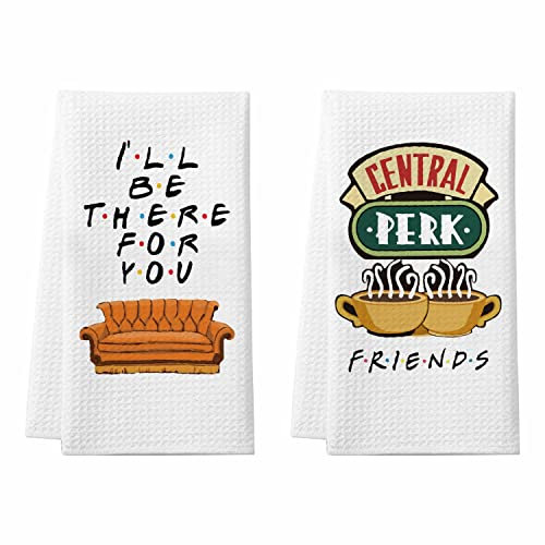 Friends Kitchen Towels, Merchandise Gifts for Kitchen Bathroom Decor, 2 Pack Cute TV Show Dish Towels, Birthday Housewarming Gifts for Women Men