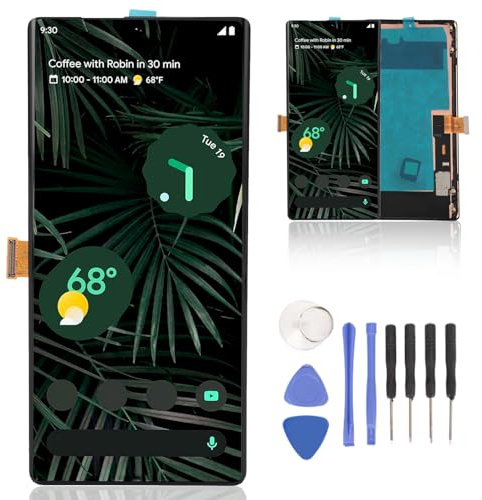 Garsent Bildschirmersatz für Pixel 6 Pro 5G G8VOU GLUOG, 6,7-Zoll-Touchscreen-Digitizer-Baugruppe mit Werkzeug, Display-Touchscreen-Reparatursätze