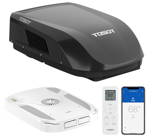 TOSOT GO COOL RV Condizionatore d'aria 15000 BTU, unità CA per camper non canalizzata con pompa di calore, ad alta efficienza EER 8.5, WiFi e telecomando, nero