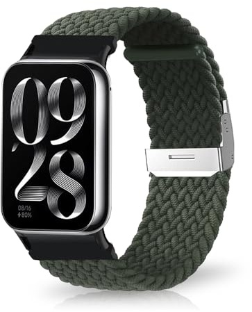 Nylon Armband für Redmi Watch 6 5 4 / Xiaomi Smart Band 10 Pro/9 Pro/8 Pro | Geflochtenes Solo Loop Elastisches Soft Nylon Sport Uhrenarmband, Ersatzbänder - Dunkelgrün