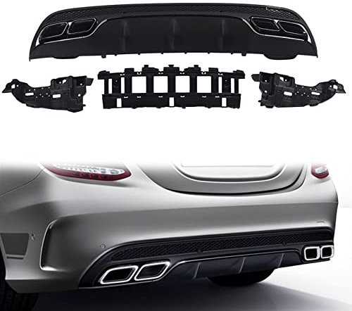 WILSEM Diffusor + Auspuffblenden C63 Style Für Benz C-Klasse W205 S205 AMG Line Heckstoßstangen-Diffusorlippe 2015 2016 2017 2018 Schmücken, lukluksh7