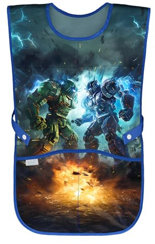 Baagl Kinderschürze Mädchen Jungen Kochschürze Kinder, Schürze Malschürze Bastelschürze für Kinder (Roboter)