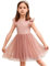 Arshiner Vestito Bambina Estiva Girocollo in Tulle a Maniche Corte in Cotone - Casual per Festa di Compleanno - Rosa 7-8 Anni