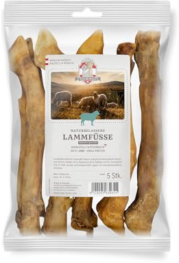SISSI & FRANZ Lammfüße, 5 Stück, knuspriger Hundesnack für alle auswachsenen Hunde, ideale Mischung aus Spielzeug, Zahnpflege und lang anhaltender Beschäftigung