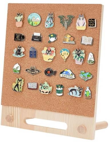 BENECREAT Pin Board Kork Board, 24.8x20.8cm Rectangle Bulletin Display Board Desktop Brosche Kork Display Ständer für Brosche Pin Collection Display, Büro Haus und Schule Dekor