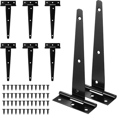 8 Piezas Bisagras en T, Bisagras para Puertas de Madera, Bisagras de Puerta de Jardín de Cobertizo de Granero, Visagras Bisagras de Acero Inoxidable con Tornillos (6 pulgadas T)