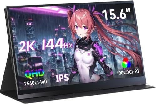 MINISFORUM MSS-A156 Portable Monitor 15.6 2K 144Hz Full Touchscreen, 2560 x 1440 QHD, 400 Nits, Portable IPS Gaming Monitor, 100% DCI-P3, HDR 400