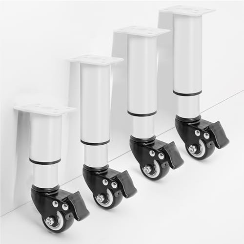 HFDASUENT 4 Pièces Pieds Réglables de Meubles avec roulettes Pivotantes,Pied Table Basse, Chargeable Jusqu'à 300 kg,pour Meubles Lit, Armoire, Canapé Jambe Table