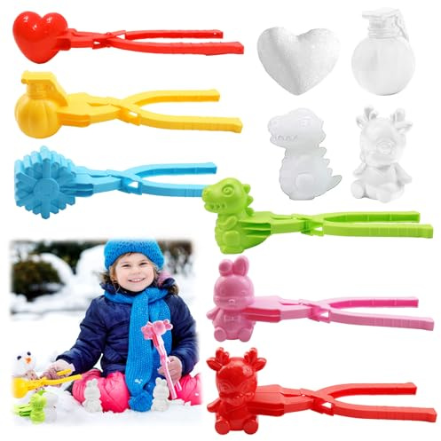 Zkaoai Snowball Maker, 6 Stück Schneeball Former Schneeformer Schneebälle Sandball Schneeball Clip, Cartoon Schneeball Maker Schneeballformer, Winter Schnee Spielzeug Freien Spielen (F)