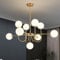 JUJUQI Moderne Sputnik Kronleuchter mit 9 weißen Glaskugeln, Gold Deckenleuchte, Vintage Pendelleuchte, halb eingebaute Deckenlampe für Wohnzimmer Schlafzimmer Küche und Esszimmer