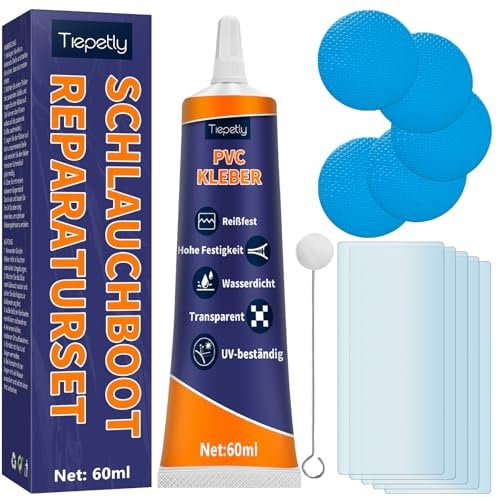 Tiepetly Pool Reparaturset Wasserdicht, Pool Flicken Unterwasser Transparent, für Flickzeug Luftmatratze, Schlauchboot, Zelt, PVC, ABS, Eva und Gummi, 60 ml (DEPVCJST2-1P01)