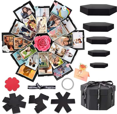 YEWCEP Überraschungsbox, Explosionsbox, Mit 6 Gesichtern Überraschungsbox Lovebox Foto Sechseck-Box Für Muttertag,Geburtstag,Jubiläum,Hochzeit, Geschenke für Mama, Geschenk für Mama