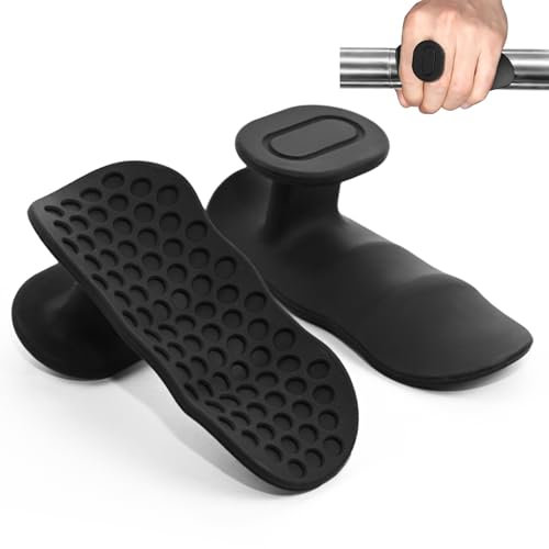 1 Paio Impugnature per Allenamento in Palestra, Presa per Sollevamento Pesi, Impugnature in Silicone per Trazioni sul Palmo, Protezione per Le Mani (Nero)