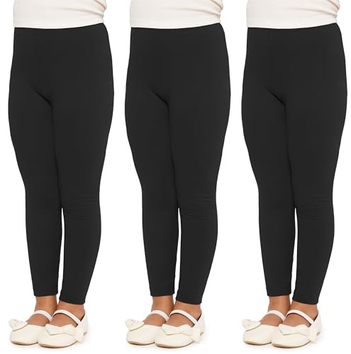 Merry Style Mädchen Lange Leggings aus Baumwolle MS10-225 (Schwarz 3-er Pack, 158 cm)