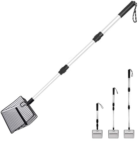 Recogedor De Arena Para Gatos, Pala Para Arena Para Gatos Con Mango Largo, Cuchara De Arena Para Gatos De Metal Grande, Desmontable,Herramienta De Limpieza,3 Longitudes Ajustables 22.4in/30.3in/41.7in