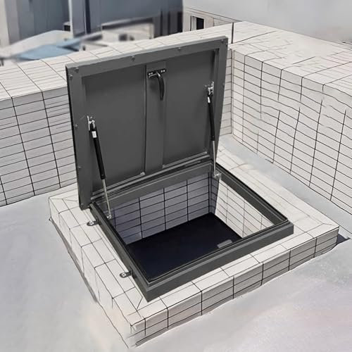 Lucernario per Tetto Portello in Alluminio con Maniglia, Lucernario da Tetto a Prova di Intemperie, Porta Antifurto da Tetto, Portello di Manutenzione del Tetto, Finestra da Soffitta(100x90cm/39.4x35.