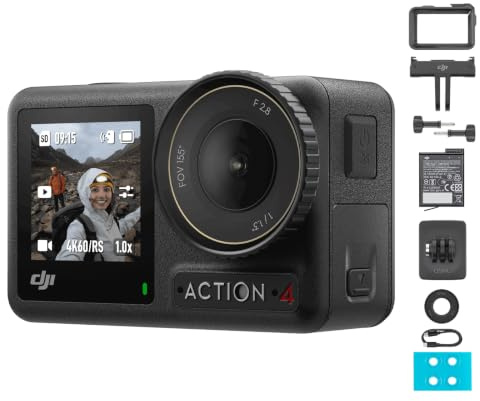 DJI Osmo Action 4 Standard Combo, 4K/120fps Action Cam mit 1/1,3-Zoll-Sensor, Unterwasserkamera, Atemberaubende Low-Light-Aufnahmen, 10-Bit und D-Log M-Farbleistung