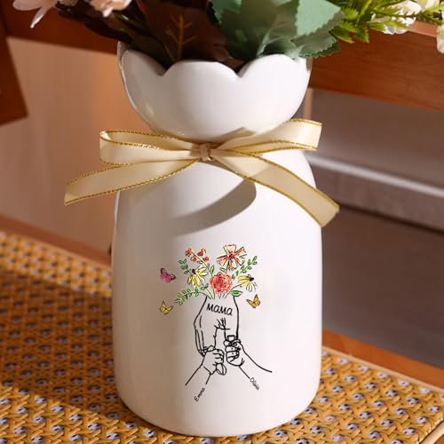 Muttertagsgeschenke für Mama Oma Personalisierte Ceramics Vase mit Namen Personalisierte Geschenke für Mama Oma (Style 5)