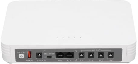 Fuente de Alimentación Ininterrumpida, Símbolo del de Idioma Inglés PoE 15V 24V USB 5V 2A 8000MAH DC5.5x2.1 Mm Mini -Ups con Luz Indicadora para Módems Enrutador (Enchufe de la UE)