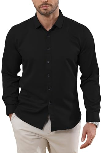 Halfword Camisas Formal Hombre Manga Larga Negocios Botones Elegantes Vestir Casual Boda Regular Fit