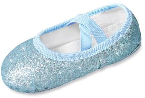 Comfyouth Ballettschuhe Mädchen Ballettschläppchen Kinder Glitzer Ballerina Schuhe Geteilter Sohle Ballett Tanzschuhe Ohne Krawatte für Gymnastik Tanz Praxis