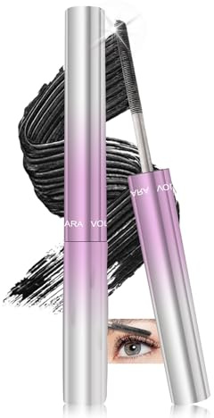 Metal Mascara Wasserfest Schwarz, Iron Wand Mascara 3D Curling Langanhaltende, Waschbarer Metallbürstenkopf, No Clumping, No Smudging, Precision Defining, Volumen & Länger Wimperntusche für Frauen-01
