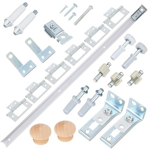 Réparation Porte Pliante, 122cm Acier Inoxydable Kit de Rails pour Placard Kit Réparation Porte Pliante pour Chambre Cuisine et Salle de Bain