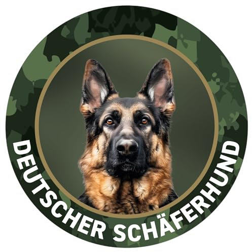 Deutscher Schäferhund Premium Hunde Aufkleber für Auto, Pkw, Kfz, Kofferraum oder Autoscheibe - mit Hunde und Jagdhundemotiven, Ø 10 cm - Made in Germany