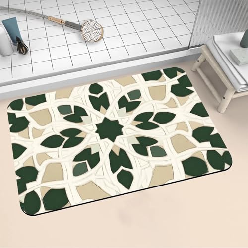 Badematte, Badezimmerteppich 40x60cm Super Absorbierende Badteppich Badvorleger Rutschfest Waschbar Bad Teppich klein Badezimmer, Schnell Trocknend Duschvorleger für Duschräume Hotels Mandala 16-9