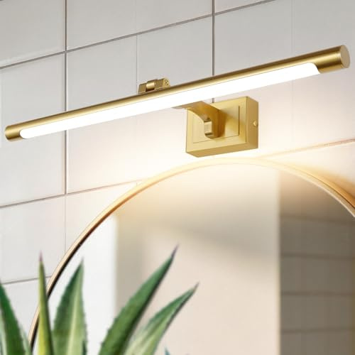 MantoLite Wandleuchte 12W 60CM LED Mattes Messing Bilderleuchte Badezimmer Spiegelleuchte für Wohnzimmer Schlafzimmer Schminktisch Bad 3CCT IP44 Wasserdicht