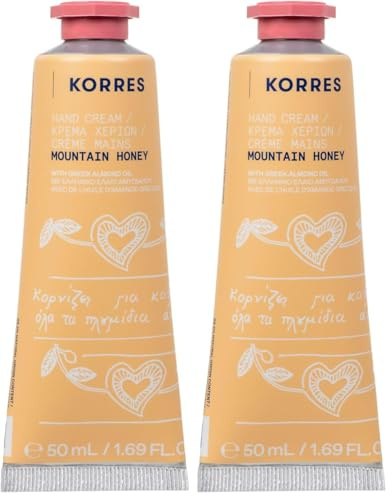 KORRES MOUNTAIN HONEY Handcreme, nährende Handcreme mit Süßmandelöl, warmer Honigduft, silikon- & parabenfrei, intensive Pflege für trockene Hände, praktische Größe für unterwegs, 50 ml