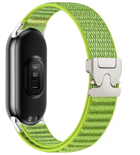 Wigento Smartwatch Armband Nylon für Xiaomi Smart Band 10/9 / 8 Parachute Schnalle Schwarz