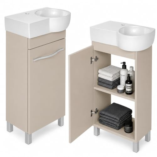 paplinskimoebel - Waschbecken mit Unterschrank 50 cm Breite, Burgos Waschbeckenunterschrank mit Waschbecke - Bad Waschtischunterschrank, Badezimmer Unterschrank, Badezimmerschränke (Kaschmir)