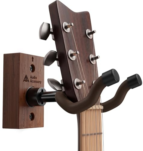 AA AUDIO ACCESSORY Gitarrenhalter für die Wand Nitro-sichere weich gepolsterte mit automatisch verstellbarem Winkel, U-förmige Holz Gitarren Wandhalterung für E-Gitarre Bass Westernguitarre