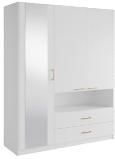 Vente-unique - Kleiderschrank Lyriano -L 160cm x B 53cm x H 200cm- Hochdichte Faserplatte (HDF) - weiß