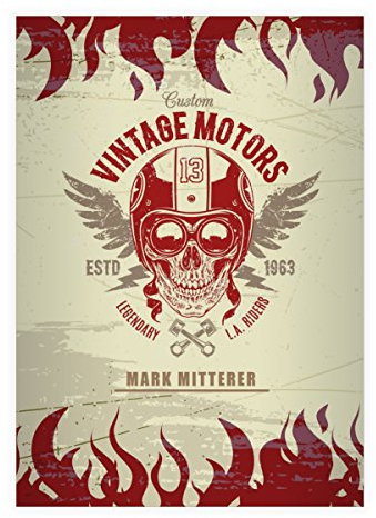 Kartenkaufrausch 4 personalisierte, Trendige Motorrad Totenkopf DIN A4 Schulhefte, Schreibhefte mit Helm tragendem Skull in rot Lineatur 21 (liniertes Heft)