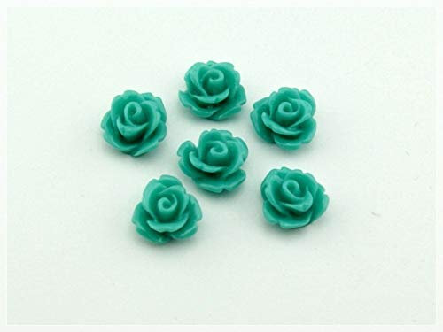Röschen Cabochon in türkis 10 mm 10 Stück DIY Schmuck von VIntageparts zuM Schmuck selber machen