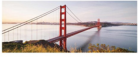 Bilderwelten Top Städte Glasbilder Wandbild Foto 50 x 125cm, Golden Gate Bridge San Francisco