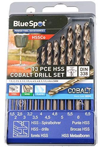 13pc HSS Cobalt Twist Drill Bit Set Metric MM Sizes 1.5mm – 6.5mm Drilling