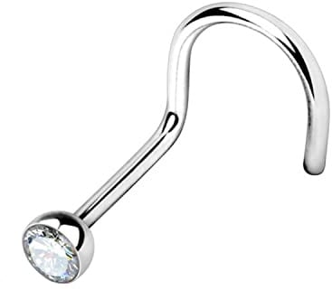 Warrior Nasenpiercing Nasenstecker Gebogener Nasenstecker mit tschechischer Kristallkugel Steriler Chirurgenstahl 316L 22G (0,8 mm) Länge 6,5 mm x 2,5 mm PBS-002 / PTB-002