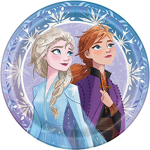 Unique Industries Lot de 8 assiettes à déjeuner rondes en papier – 22,9 cm, Disney La Reine des Neiges 2