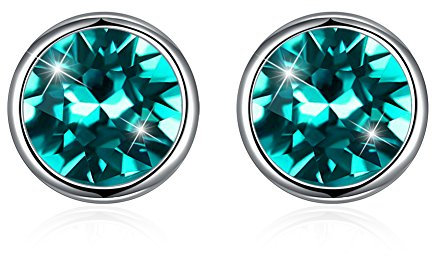 Hasnsofie Silber Ohrstecker 925 Ohrringe, 925 Sterling Silber Grün Ohrstecker 8mm Rund Klein Ohrringe, Unisex Allergenfrei Silber Ohrringe für Damen Herren Mädchen Jungen