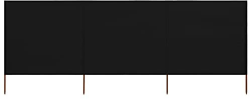 vidaXL Windschutzgewebe Faltbar Windschutz Sichtschutz Sonnenschutz Camping Balkon Terrasse Garten Zaun Strand 3-TLG. 400x80cm Schwarz